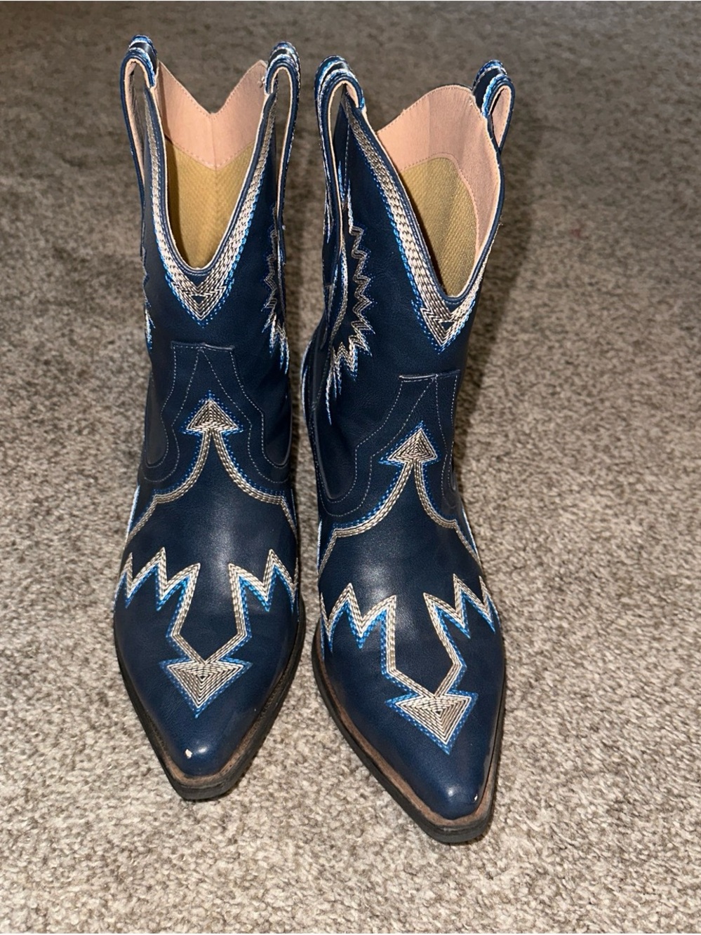 Women’s Blue Embroidered Western Cowboy Boots